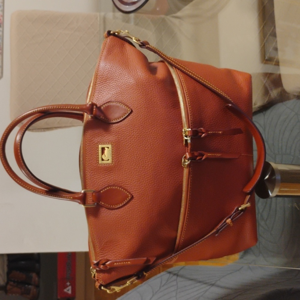 Dooney&burke Orange and Brown Leather Tote Bag